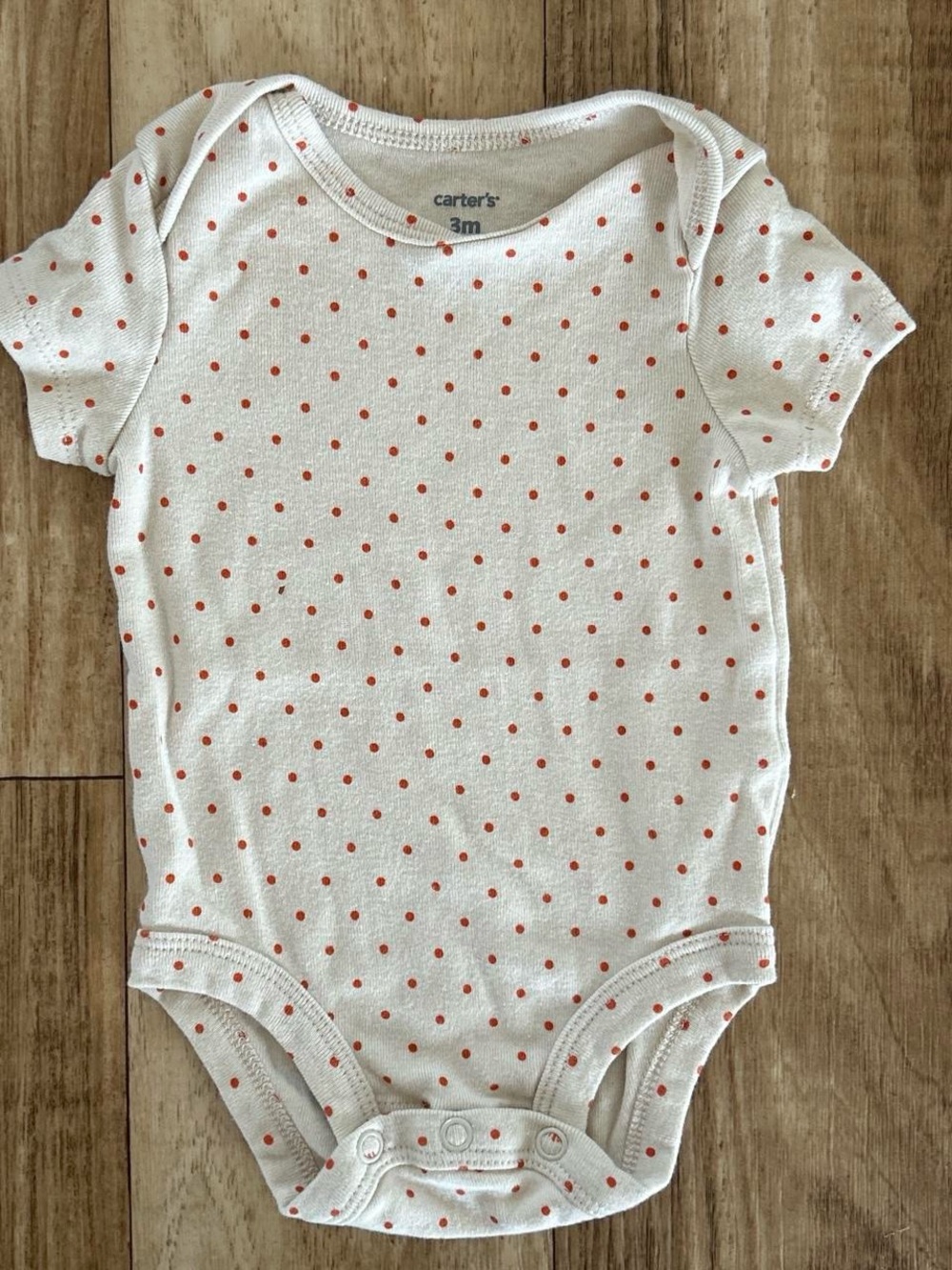 Carter's cream & red polka dot baby onesie size 3 mos
